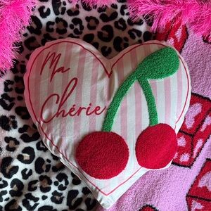 Valentines Day Heart-Shaped Cherry Pillow
